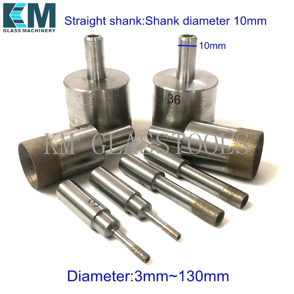Straight shank glass sintered diamond core drill bits Diameter:4~130MM. Shank diameter 10mm.